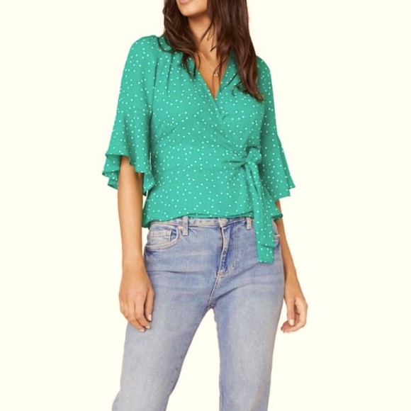 BB DAKOTA X STEVE MADDEN Micro-Dot Wrap Top NWT S - Picture 2 of 9